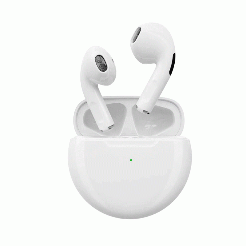 Earphones Pro 6 TWS Wireless Earbud Bluetooth Handsfree - Color: White