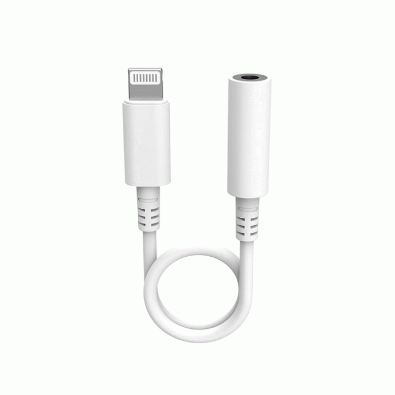 Lightning HQ to Female Jack 3.5mm Headphones Adaptor - Color: White