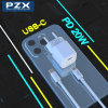 PZX P45 PD Fast Charging Charger SmartPhone With 1 Type-C Port And Cable Type-C 20W - Color: White