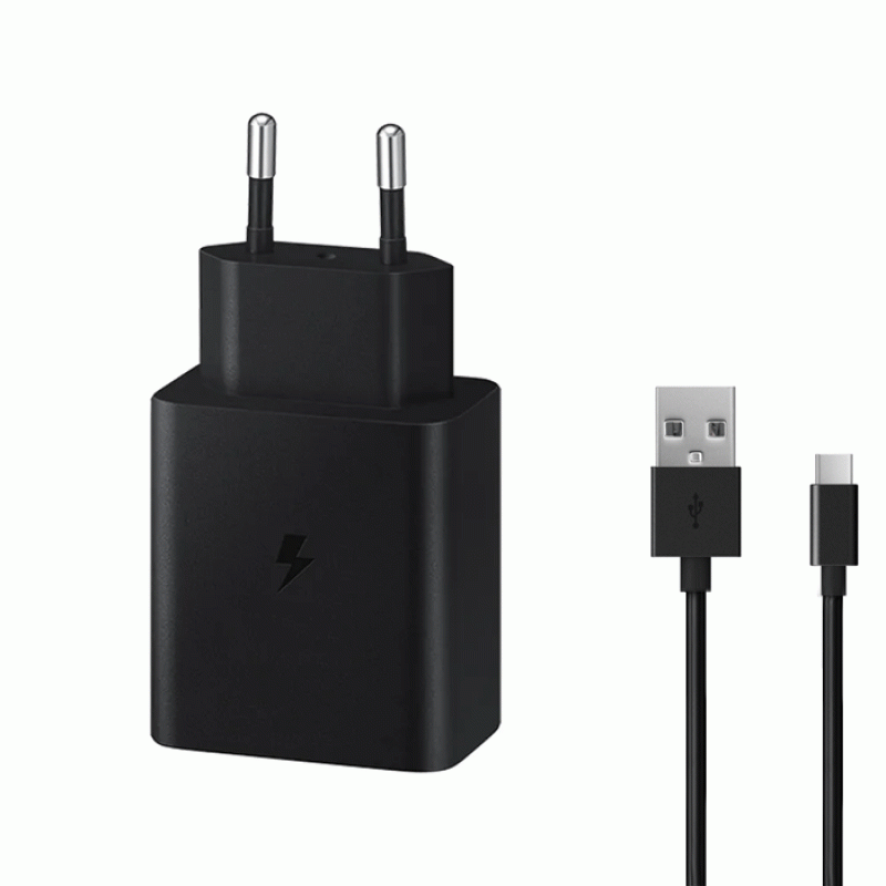 OEM Fast Charger SmartPhone With 1 USB Port And Cable to TYPE C 45W - Color: Black