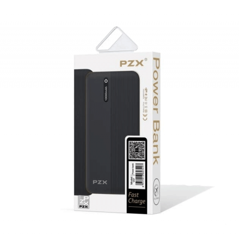 PZX - V07 Power Bank 10000Mah 2 USB Ports - Color: Black