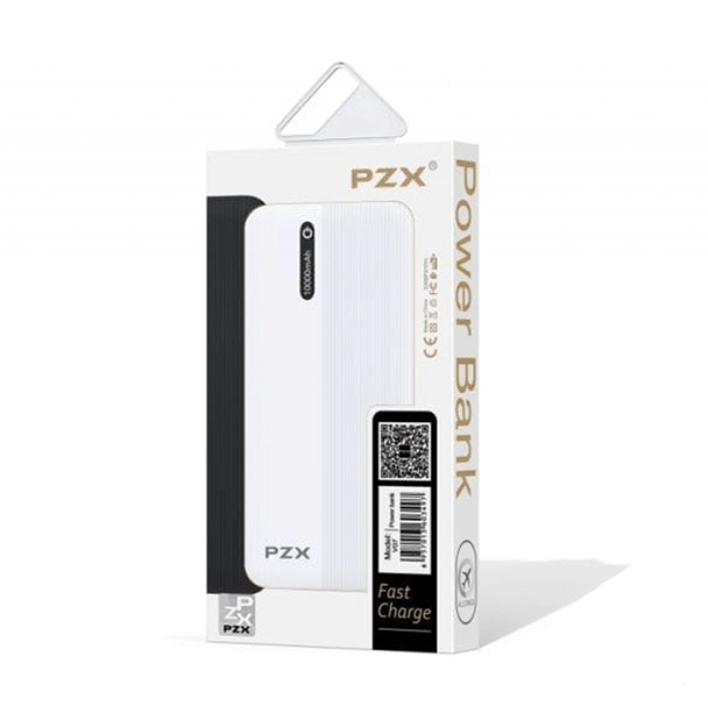 PZX - V07 Power Bank 10000Mah 2 USB Ports - Color: White