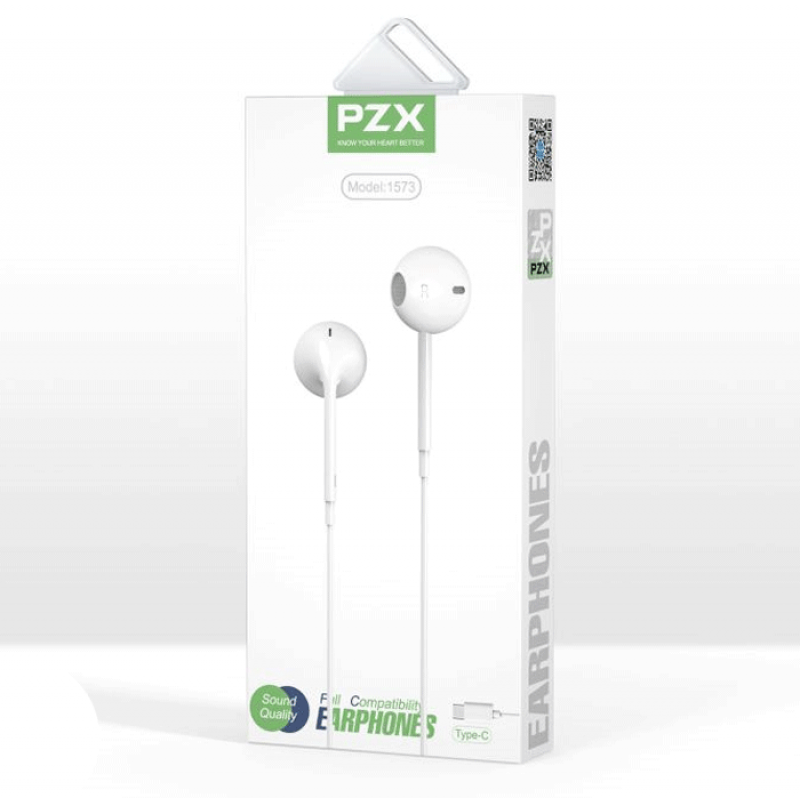 PZX 1573 Headphone Type-C Handsfree / Earphone - Color: White