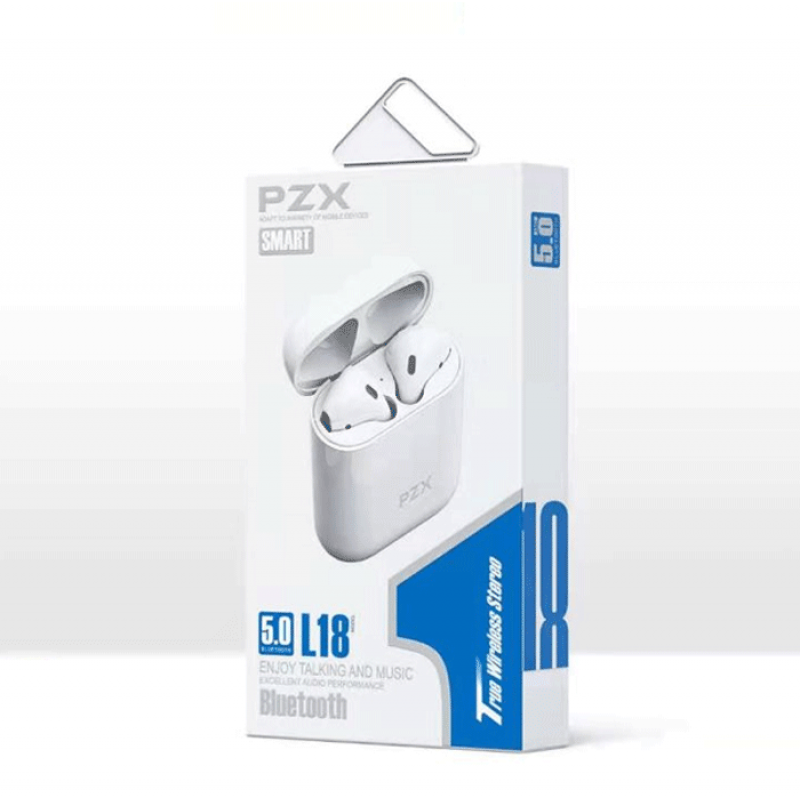 PZX Model L18 True Wireless Stereo Bluetooth 5.0 Earphone 300 mAh Earbuds Music Listening  - Color: White