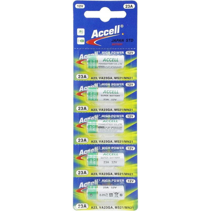 Alkaline Batteries - 23A - 12V - 5-Batteries on Card