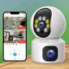 Dual Lens & Dual Screen,Smart Security Wifi Camera,1080p HD Camera With Night Vision,2-Way Audio,Motion Detection,Cloud & SD Card Storage