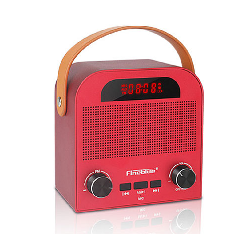 Bluetooth Speaker Fineblue FM-888 Hi-Fi Stero Ασύρματο Ηχείο με Ρολόι AUX/FM/TF Card - Χρώμα: κοκινο