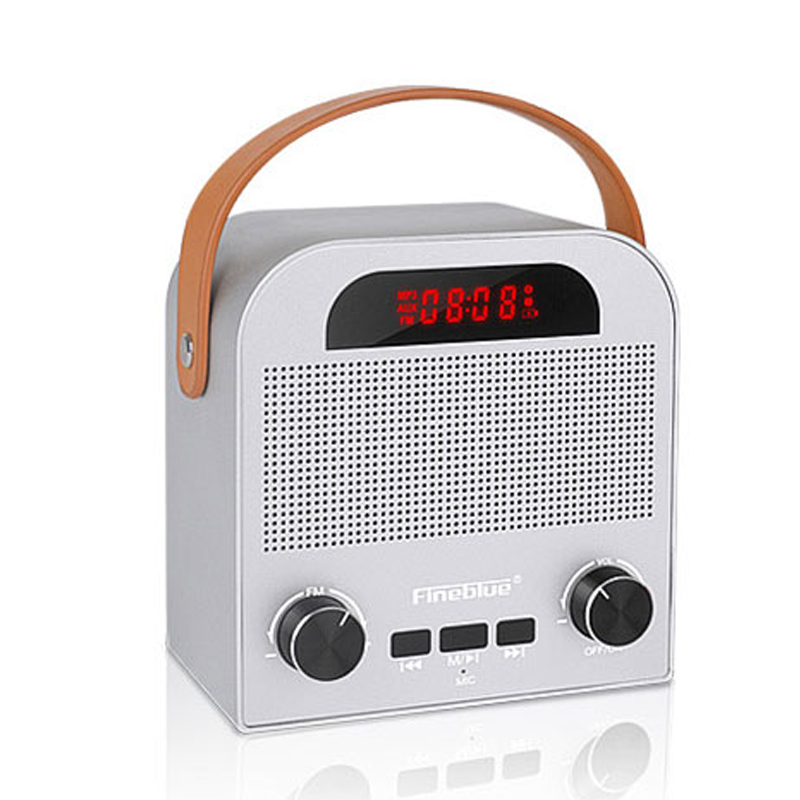 Bluetooth Speaker Fineblue FM-888 Hi-Fi Stero Ασύρματο Ηχείο με Ρολόι AUX/FM/TF Card - Χρώμα: Ασημι