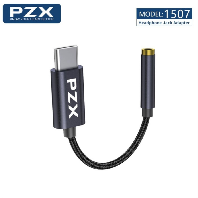 PZX-1507 Μετατροπέας USB-C Male ΣΕ AUX 3.5mm Adaptor With Cable 20cm - Χρώμα: Μαύρο