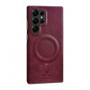 COBLUE CBSA28 Plain Leather Magnetic Wireless Charger Phone Case For SAMSUNG GALAXY S24 ULTRA - BORDEAUX