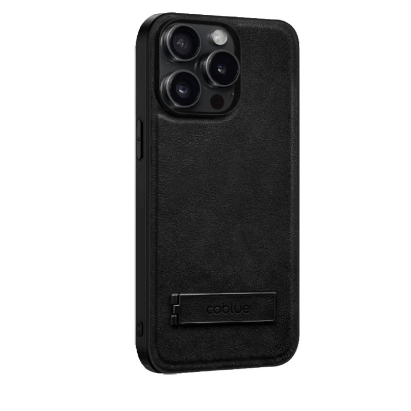 COBLUE CBSA24 LEATHER INCLUSIVE ANTI DROP STAND PHONE CASE FOR APPLE IPHONE 12 PRO MAX - BLACK