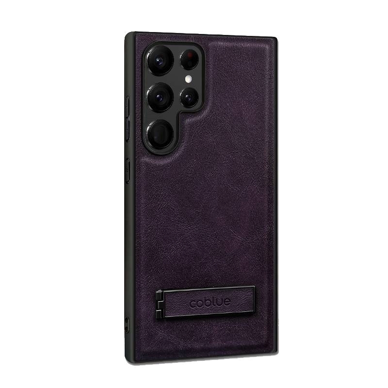 COBLUE CBSA24 LEATHER INCLUSIVE ANTI DROP STAND PHONE CASE FOR SAMSUNG GALAXY S22 - PURPLE