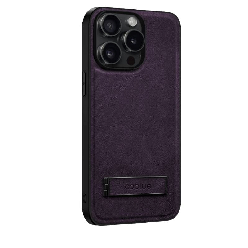 COBLUE CBSA24 LEATHER INCLUSIVE ANTI DROP STAND PHONE CASE FOR APPLE IPHONE 13 PRO MAX - PURPLE